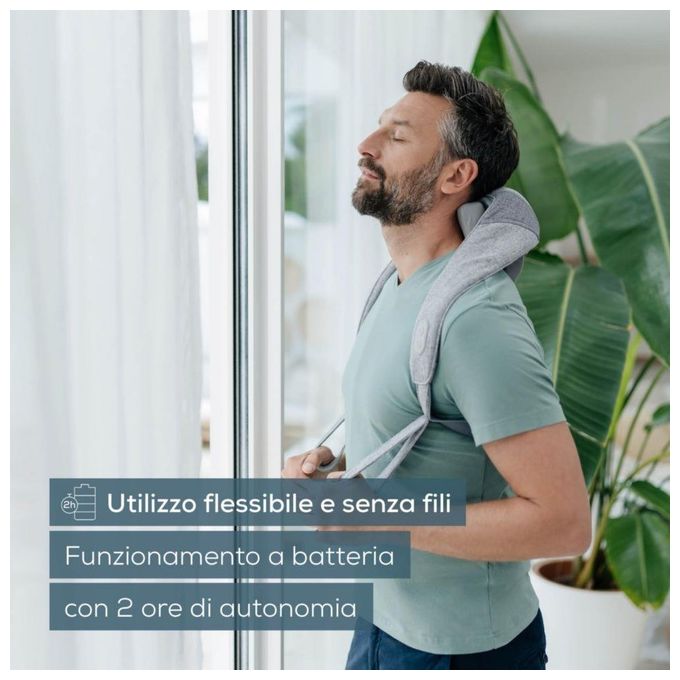 Beurer MG 154 Massaggiatore per Collo e Spalle Senza Fili 10 W 2 Ore Autonomia Funzione Calore 2 Livelli Intensita' colore Grigio