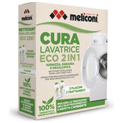 Meliconi Cura Lavatrice Liquido Eco 2 in 1 - Detergente liquido ecologico per lavatrici, 2 x 250 ml, igienizza e decalcifica, formula vegetale biodegradabile, flacone 100% riciclabile