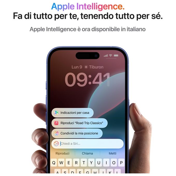Apple MYE73QL-A iPhone 16 Smartphone 5G 6.1'' OLED 128GB Chip A18 Dual SIM Face ID iOS 18 colore Nero