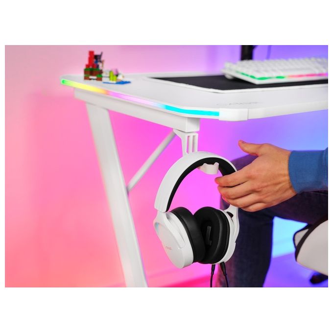 Trust GXT 709W LUMINUS Scrivania Gaming Bianco