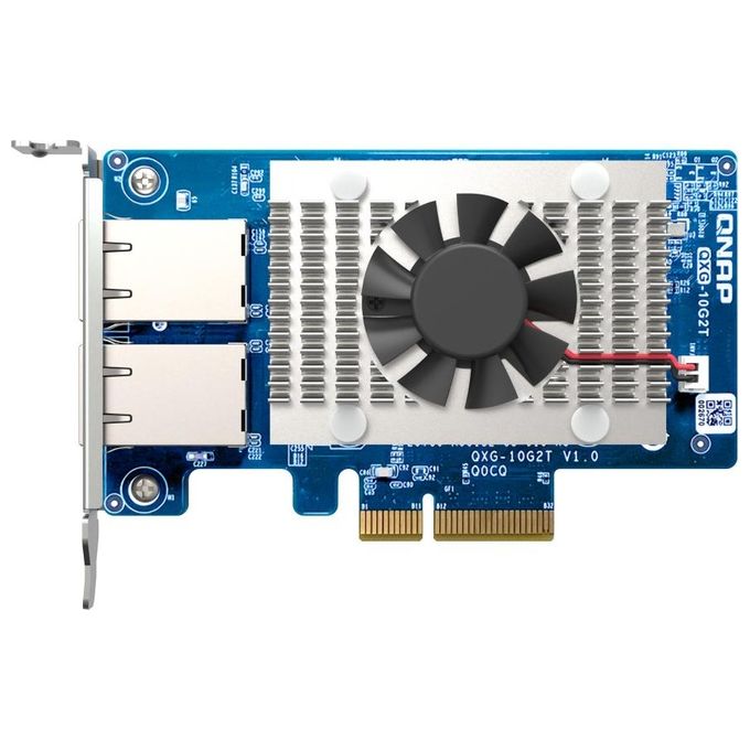 QNAP QXG-10G2T Scheda di Rete Dual-Port 10GbE PCI Express Gen3 x4 2 Porte RJ-45 Intel X710 Marvell AQtion AQC107 colore Verde