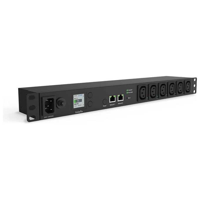 EnGenius ECP106-INT Unita' di Distribuzione dell'Energia Gestita 1U 6 Prese AC C13 Display LCD Monitoraggio Potenza 2 Porte Ethernet 10-100-1000BASE-T colore Nero