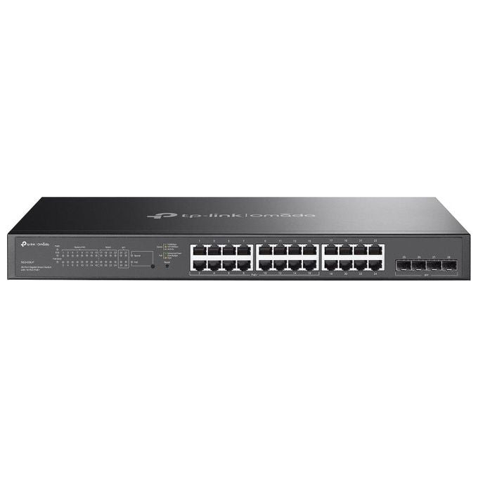 TP-Link SG2428LP Switch PoE Gigabit a 28 porte 16x PoE+ 802.3af-at 30W Budget PoE 150W Gestione Cloud Omada Design senza ventola Struttura in metallo colore Nero