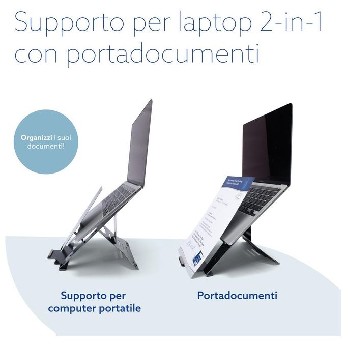 R-Go Tools RGORIDOCBL Supporto Ergonomico Pieghevole Regolabile in 5 Posizioni Portadocumenti Integrato colore Nero