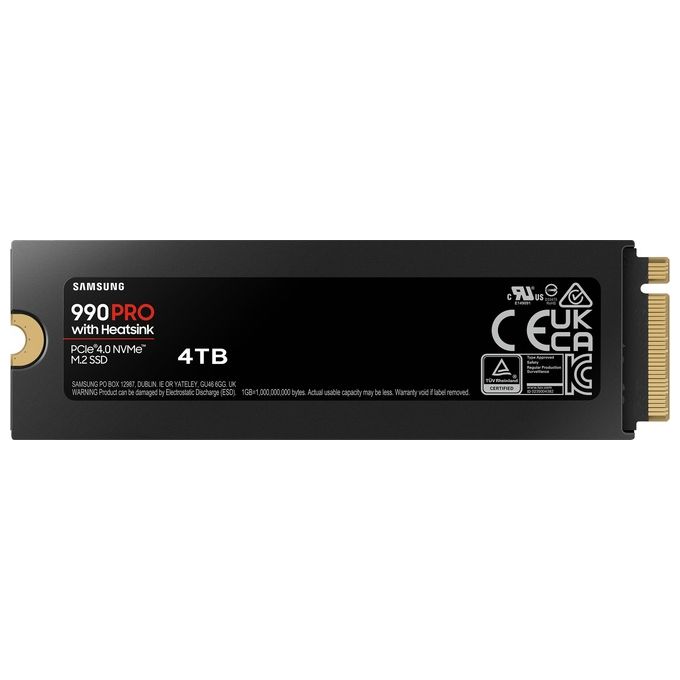 Samsung MZ-V9P4T0GW 990 PRO SSD Interno NVMe M.2 4TB PCIe 4.0 7450 MB-s con Dissipatore di Calore
