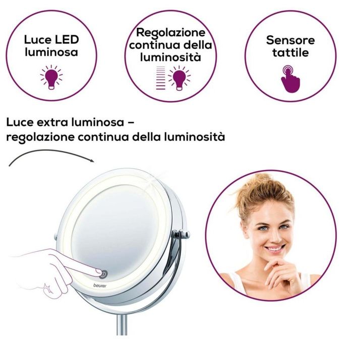 Beurer BS 55 Cosmetico Illuminato con Ingrandimento 7X Cromato