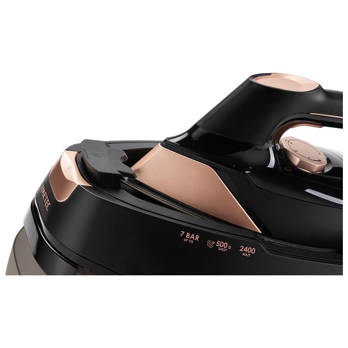 Imetec 9034 Evos Ferro da Stiro con Caldaia Tecnologia Flash Steam Pressione 7 bar Colpo di Vapore 500 g-min 2400 W Piastra Infinity Glide colore Nero e Rose Gold