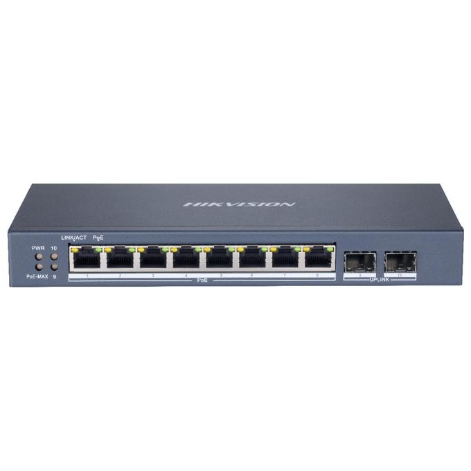 Hikvision DS-3E1510P-SI Switch di Rete Gestito L2 Gigabit Ethernet 8 Porte PoE+ colore Nero