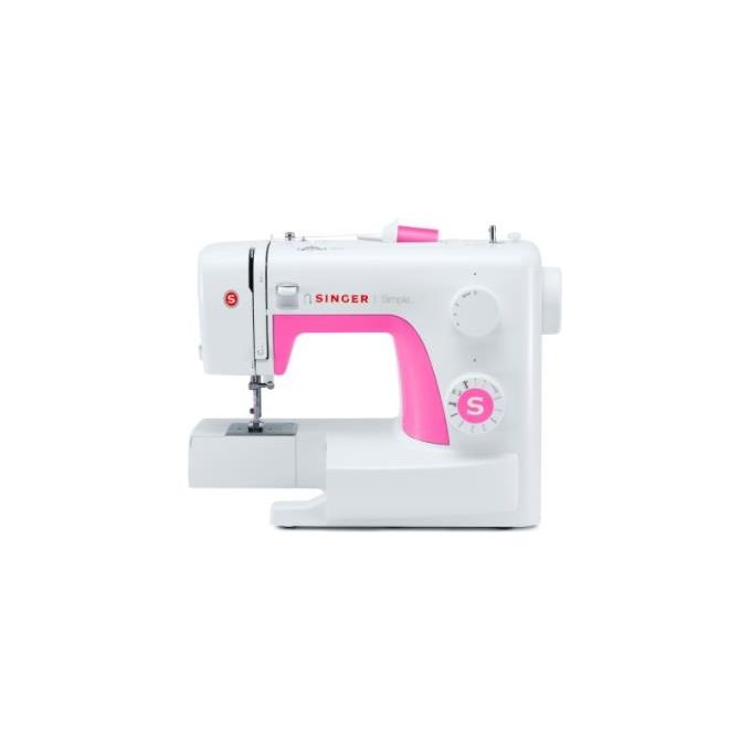 Singer Simple 3210 Macchina da Cucire Meccanica 15 Operazioni di Cucito Bianco Rosa