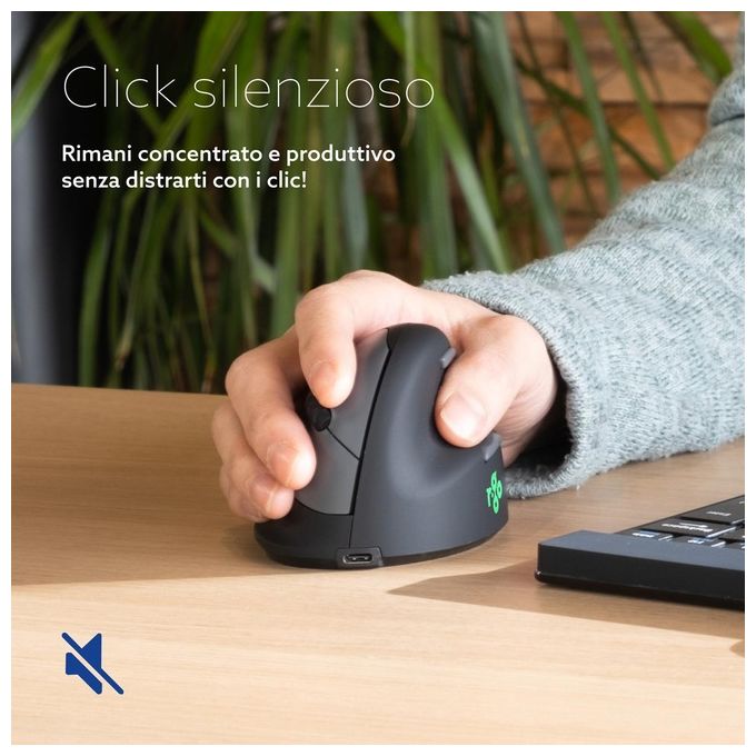R-Go Tools RGOHBRSWLBL HE Break Mouse Verticale Ergonomico Bluetooth 5.0 Mano Destra 2400 DPI Silenzioso colore Nero