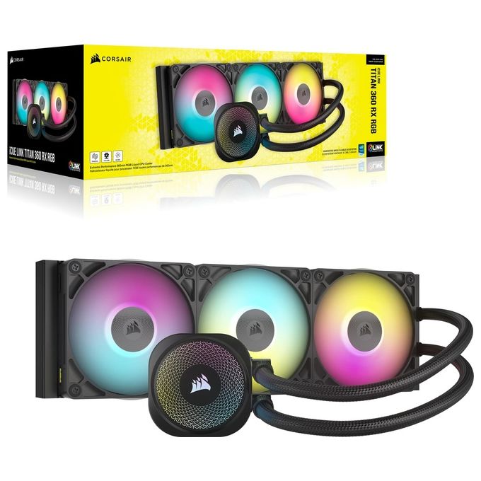 Corsair CW-9061018-WW iCUE LINK TITAN RX RGB Raffreddatore a Liquido 360 mm 3 Ventole 120 mm LGA1700 AM5 colore Nero