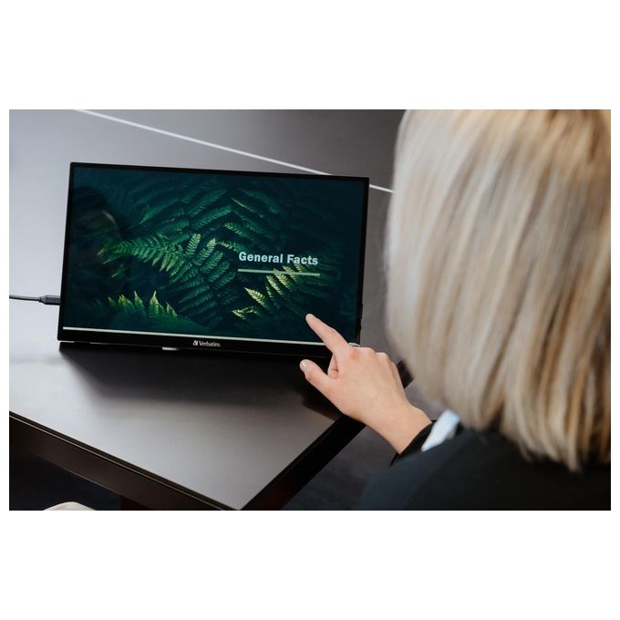 Verbatim PMT-15 Monitor Portatile Touch 15,6'' Full HD 1080p IPS Touchscreen 10 punti USB-C HDMI colore Nero