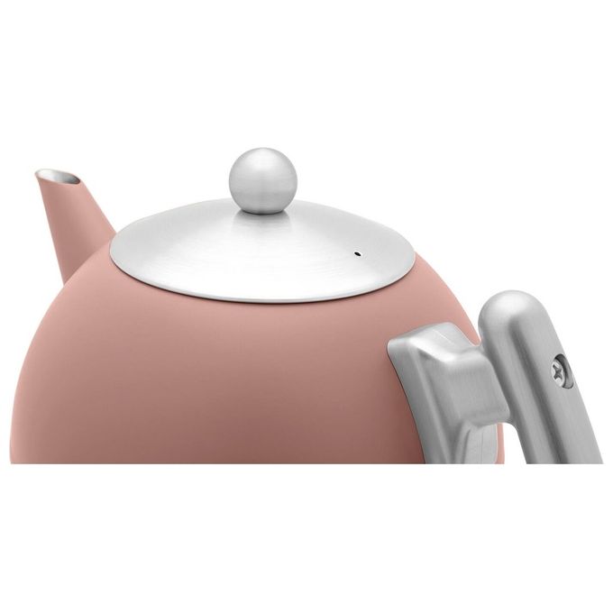 Bredemeijer 101014 Duet Bella Ronde Teiera Acciaio Inox Doppia Parete 1 2L Beccuccio Antigoccia Manico Termoresistente colore Blush Pink