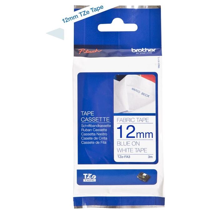 Brother Nastro Tz 12 Mm Blu Bianco Tessuto