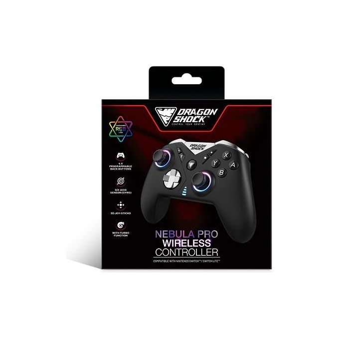DragonShock DSCPNSW-BK Nebula Pro Controller Wireless Nintendo Switch Bluetooth 4 pulsanti posteriori Turbo colore Nero