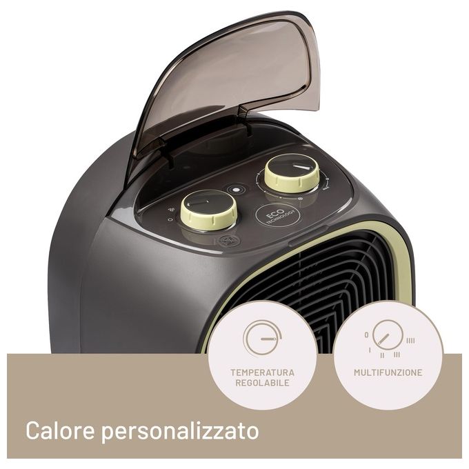 Imetec 4030 Silent Power Eco Termoventilatore 2100 W Silenzioso Timer Termostato Antigelo IP21 colore Verde Grigio