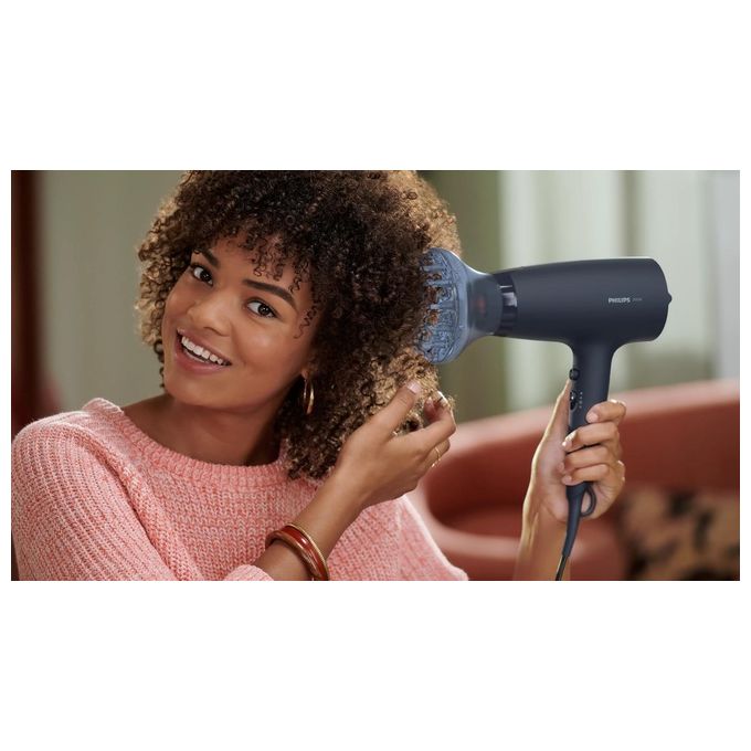 Philips BHD360-20 Serie 3000 Asciugacapelli 2100 W ThermoProtect Ionic 6 impostazioni con concentratore e diffusore colore Blu Marino