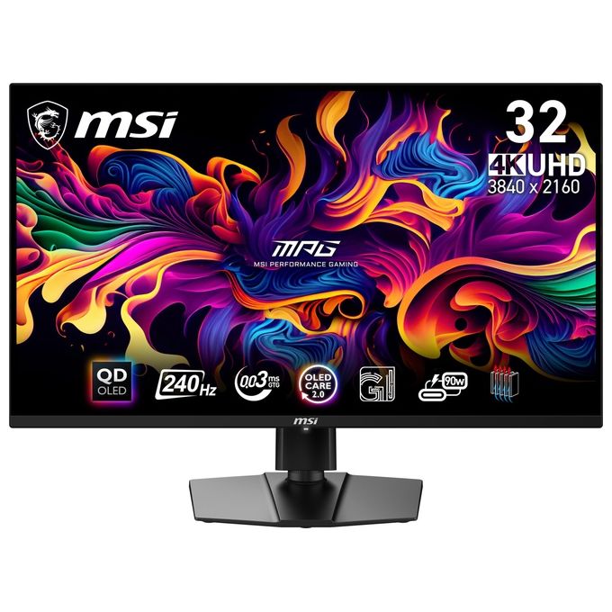 MSI 9S6-3DD29A-001 MPG 321URX QD-OLED Monitor Gaming 31.5'' 4K UHD 240 Hz QD-OLED 0.03 ms colore Nero