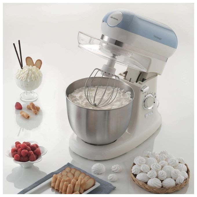 Ariete 1588 Vintage Impastatrice Planetaria Capacita' 5,5 Litri Potenza 2400W 7 velocita' Azzurro Pastello-Bianco