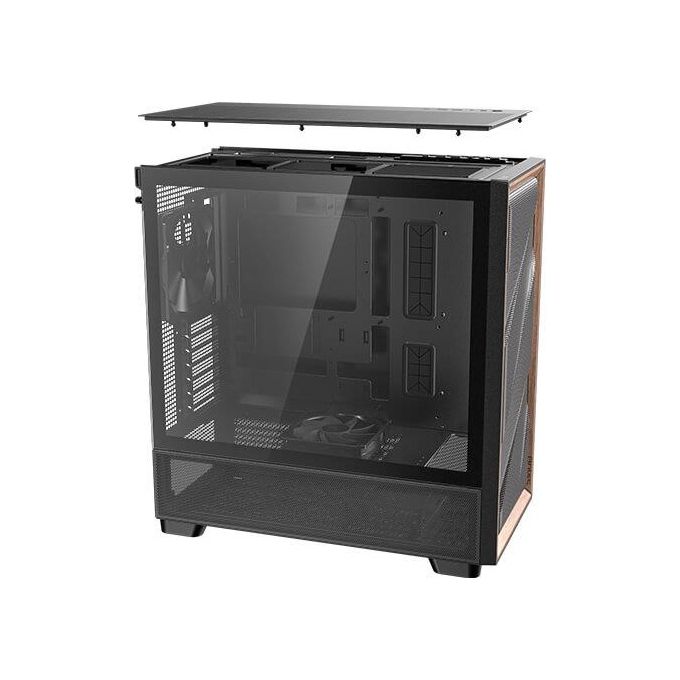 Antec FLUX Case PC Midi Tower Supporto E-ATX Pannello Laterale in Vetro Temperato e Inserti in Legno colore Nero