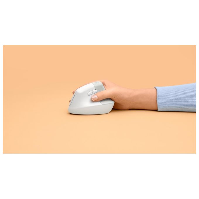 Logitech 910-006475 Lift Mouse Ergonomico Verticale Senza Fili Bluetooth Logi Bolt USB 4 Tasti 4000 DPI Clic Silenziosi colore Bianco