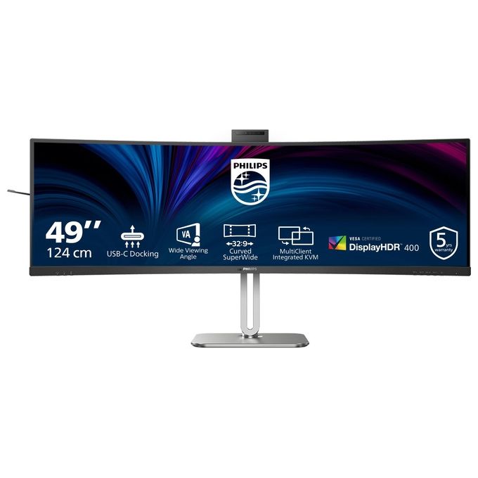 Philips 49B2U5900CH-00 Serie 5000 Monitor PC 49'' 32:9 Dual QHD VA LCD 4 ms USB-C Dock Webcam Altoparlanti Integrati colore Nero