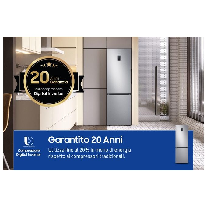 Samsung RB34C672DSA EcoFlex AI Frigorifero Combinato 344 L 185 cm Classe D 35 dB No Frost Wi-Fi colore Silver Inox