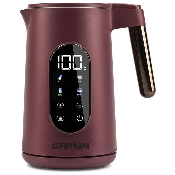 G3 Ferrari G10205 Tisaniere Tech Bollitore Elettrico 1.7 L 2200 W 4 Programmi Display Touch Screen Temperatura Regolabile colore Bordeaux