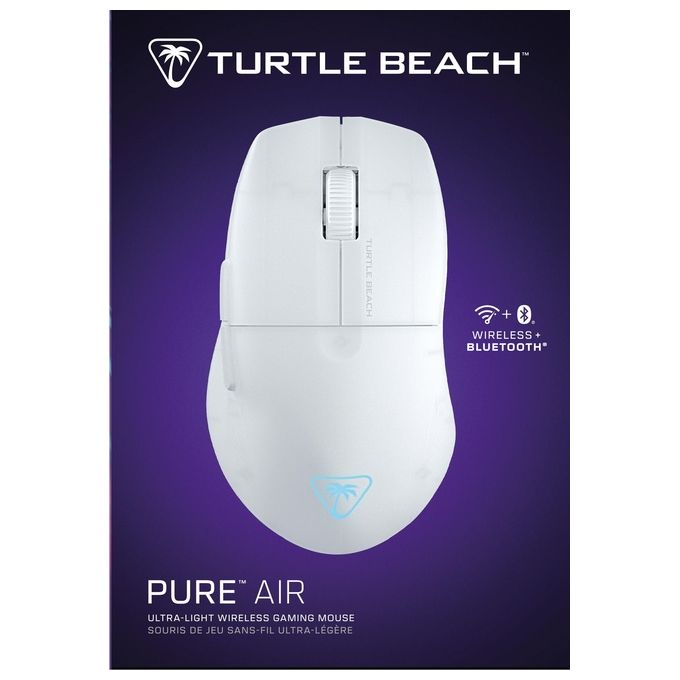Turtle Beach TBM-1102-15 Pure Air Mouse da gioco wireless ultraleggero 54 g sensore 26000 DPI batteria 125 ore connessione 2,4 GHz Bluetooth colore Bianco