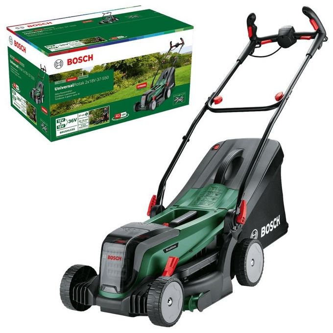 Bosch 06008B9E01 UniversalRotak Tagliaerba a spinta Batteria Superficie 550 m² Larghezza taglio 37 cm colore Nero Verde