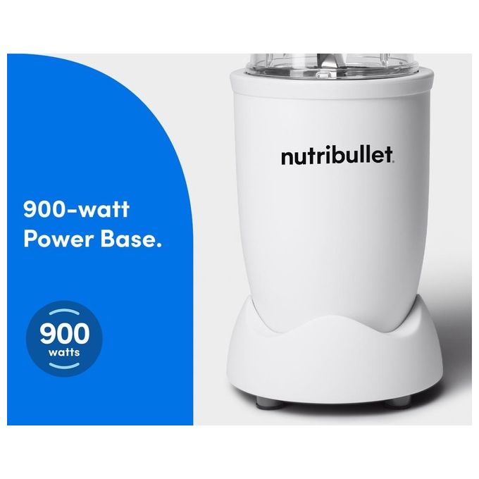 NutriBullet NB907MAW Frullatore 900 W Capacita' 0,9 L con Bicchiere Rimovibile Lama Estrattiva Funzione Pulse Tritaghiaccio Ricettario Incluso colore Bianco