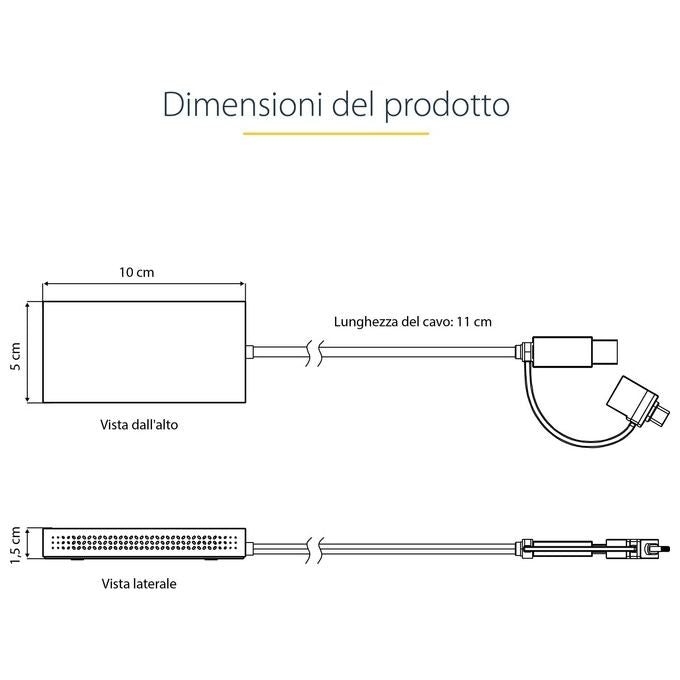 StarTech.com 107B-USB-HDMI Adattatore USB 3.0 a Doppio HDMI Risoluzione 4K30Hz e 1080p Cavo Integrato 11cm USB-A e USB-C colore Grigio