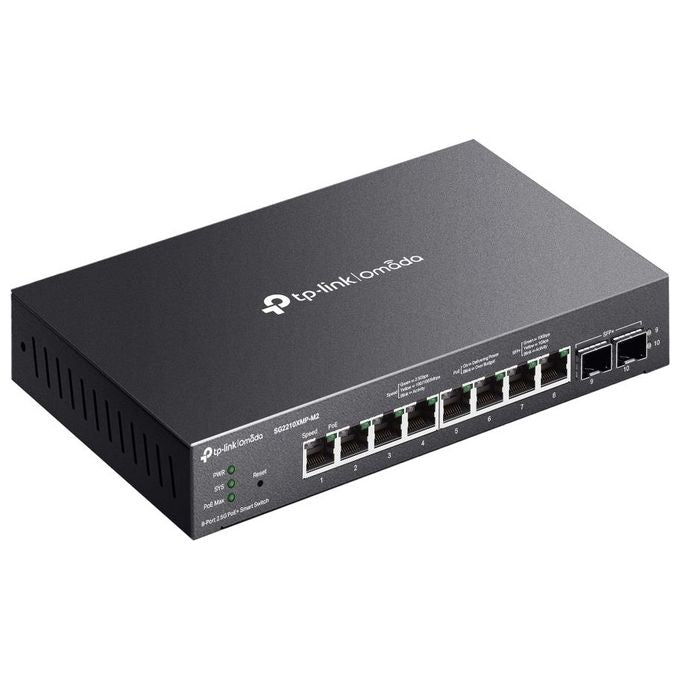 TP-Link SG2210XMP-M2 Omada Switch Gestito L2-L2+ 8 porte 2.5G PoE+ 160W 2 slot SFP+ 10G colore Nero