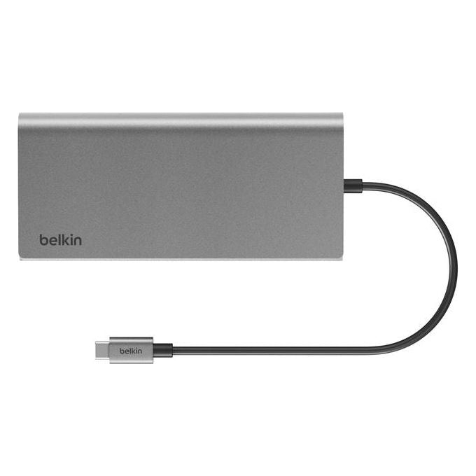 Belkin INC015 Connect Hub Universale 8 in 1 USB-C con Dual Display 2 HDMI 2 USB-C 2 USB-A 1 GbE 100 W PD Alluminio colore Grigio