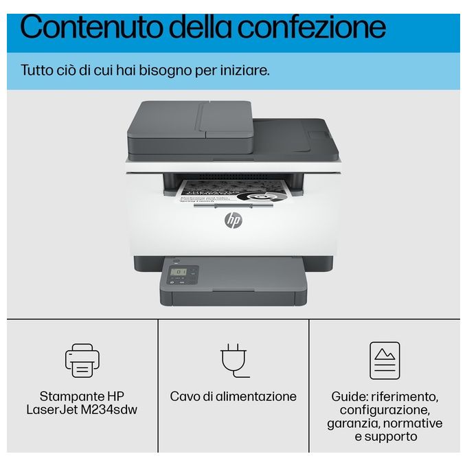 HP 6GX01F LaserJet M234sdw Stampante Multifunzione Laser A4 Mono 29 ppm Fronte Retro ADF Wi-Fi LAN USB Bluetooth colore Grigio