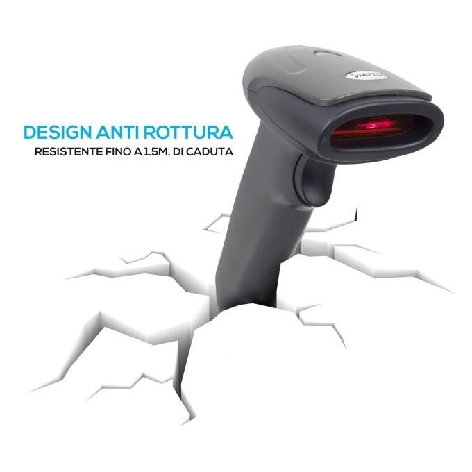 Vultech BC-06WBT Lettore Barcode Scanner Laser 1D Wireless 2.4 GHz Bluetooth 4.0 IP54 Autonomia 30 ore