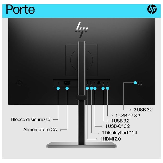 HP 6N4C4AA#ABB E27k G5 Monitor PC 27'' 4K Ultra HD IPS 3840x2160 USB-C 65W colore Nero Argento