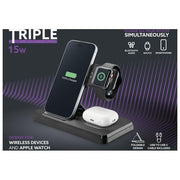 Cellularline WIRESTAND3IN1FBK Triple Station Caricabatterie Wireless 3 in 1 15W Apple Watch colore Nero