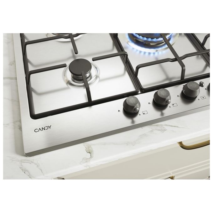 Candy CHW74WTX Piano Cottura a Gas 5 Zone 75 cm Acciaio Inox