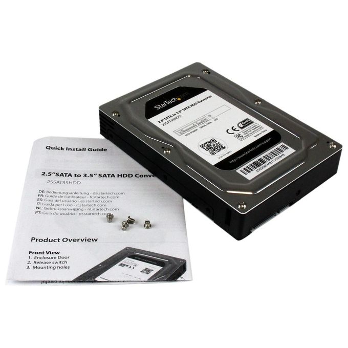 StarTech Box esterno adattatore per dischi rigidi SATA da 2,5'' a 3,5 in alluminio con altezza massima SSD - HDD di 12,5 mm