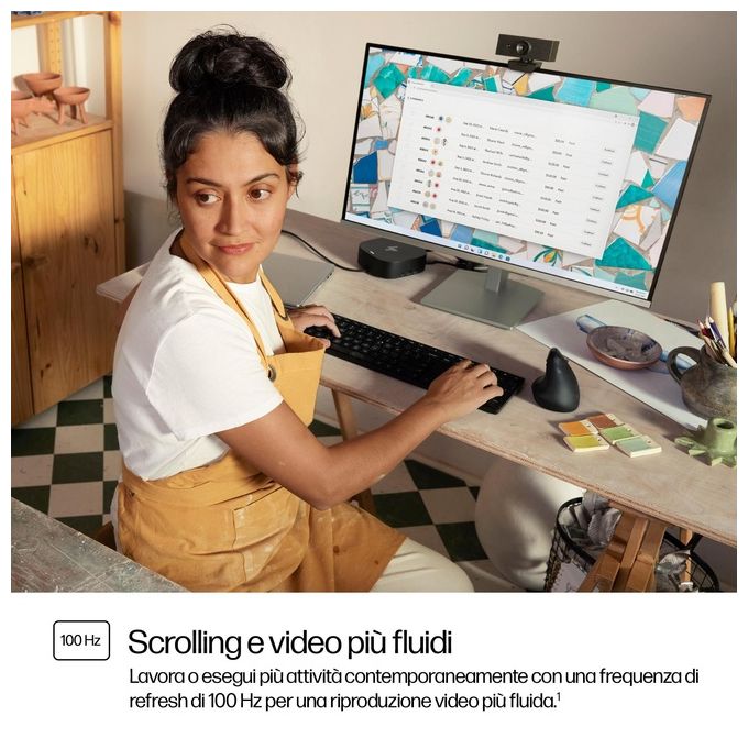 HP 524SH Monitor PC 23.8'' Full HD IPS 1920x1080 100Hz Regolabile in Altezza colore Bianco