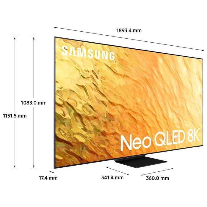 Samsung QE85QN800BTXZT TV Neo QLED 8K 85'' Mini LED Processore Neural Quantum 8K Smart TV Wi-Fi colore Acciaio inossidabile