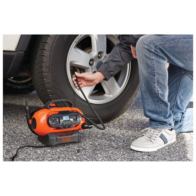 Black+decker compressore portatile 11 bar doppia alimentazione 230 12 v con accessori gonfiaggio