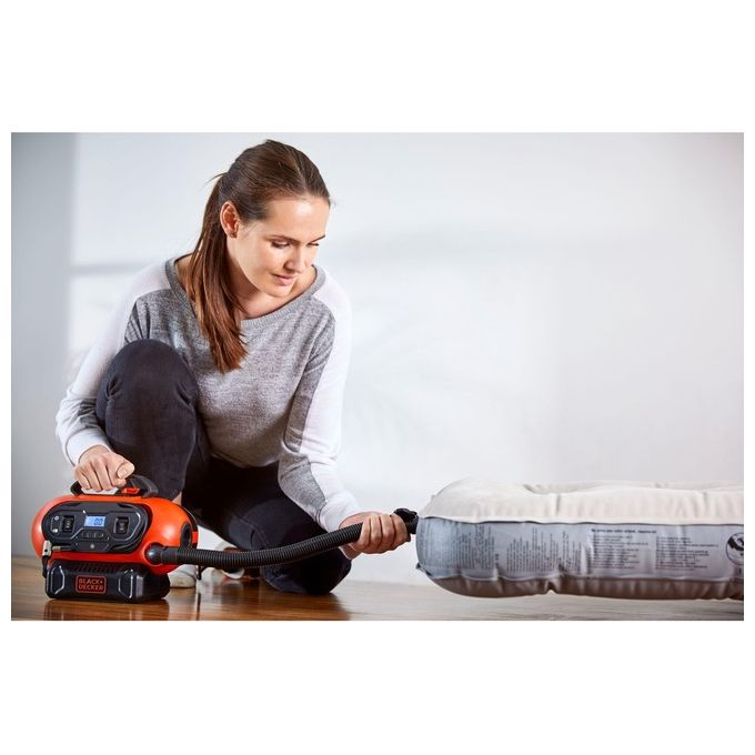 Black+decker compressore portatile 11 bar doppia alimentazione 230 12 v con accessori gonfiaggio