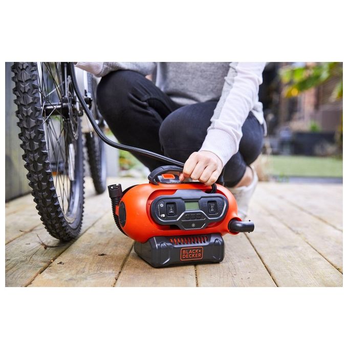 Black+decker compressore portatile 11 bar doppia alimentazione 230 12 v con accessori gonfiaggio