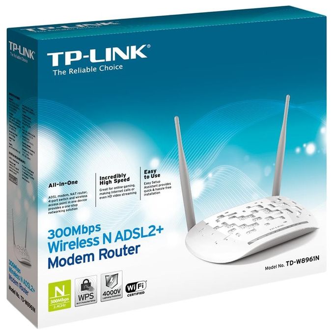 TP-LINK TD-W8961N Router wireless modem DSL switch a 4 porte 802.11b-g-n 2,4 GHz