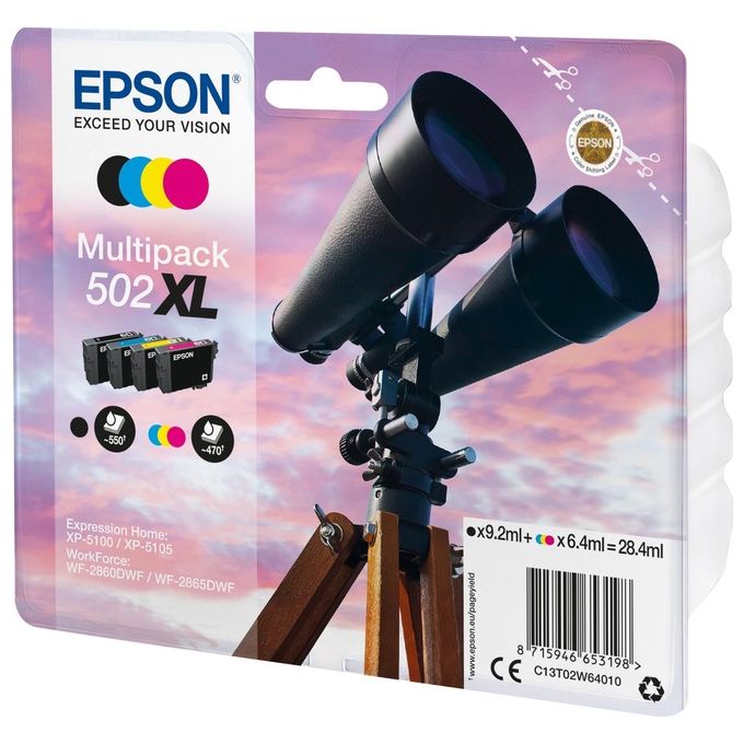 Epson 502XL Serie Binocolo Cartuccia d'Inchiostro Originale Formato Mixed Multipack 4 Colori