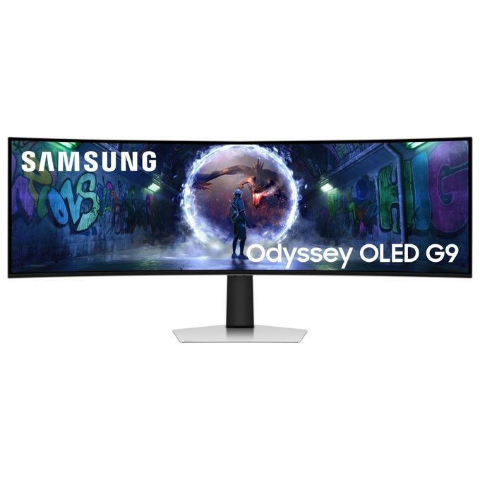Samsung G93SD Odyssey OLED G9 Monitor Gaming Curvo 49'' 5120x1440 Dual QHD 240Hz 0,03ms FreeSync Premium Pro colore Argento