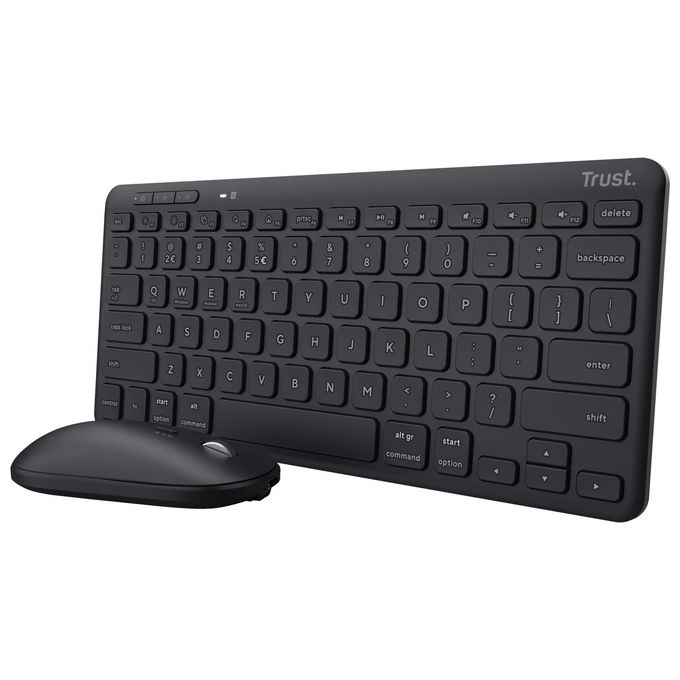 Trust 24844 Lyra Kit Tastiera e Mouse Wireless RF Bluetooth QWERTY Italiano Multidispositivo 84% Riciclato colore Nero