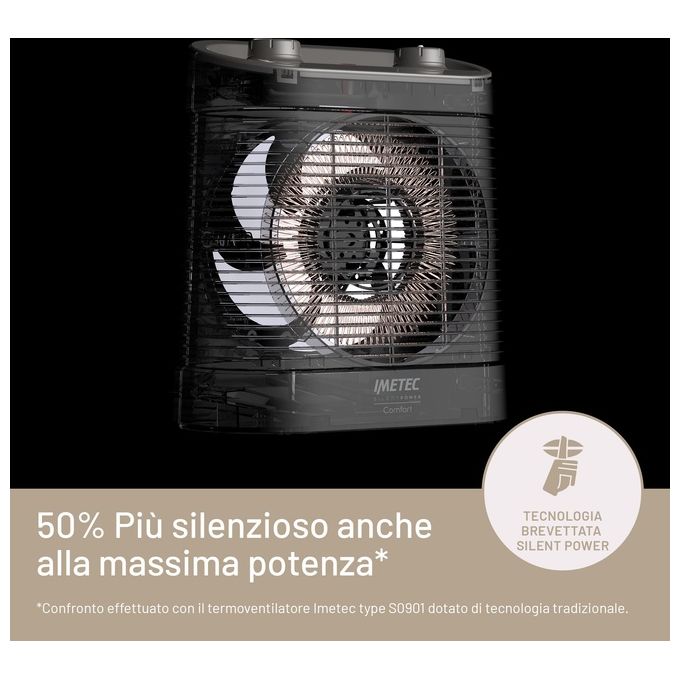 Imetec 4028 Silent Power Comfort Termoventilatore 2100 W 4 funzioni termostato antigelo colore Nero